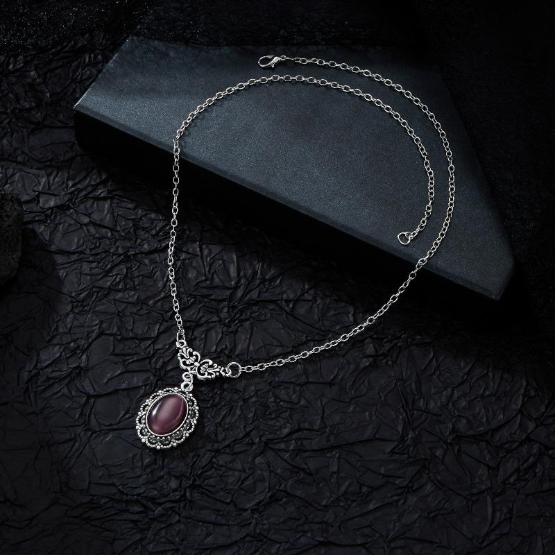 Винтажное кружевное викторианское ожерелье, чокер в стиле нео-готики с летучей мышью-вампиром, массивная цепь, кулон с фиолетовым кристаллом-самоцветом, унисекс