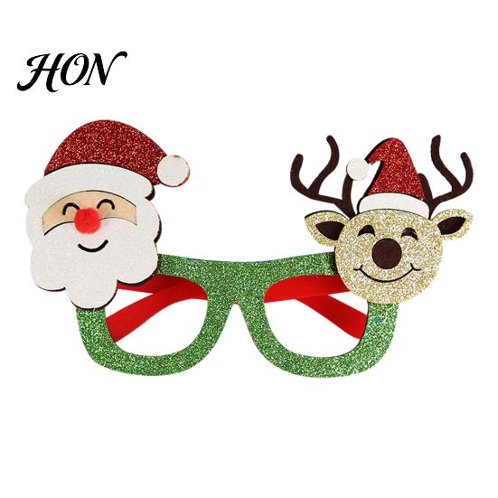 Christmas Theme Party Supplies Glasses, Glitter Glasses Frames, Novelty Elf Snowman Santa Claus Elk Frames Reindeer Eyeglasses Costume for Holiday