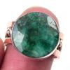 Emerald(Simulated) Handmade 925 Sterling Silver Jewelry Two Tone Ring S.7 h4M33