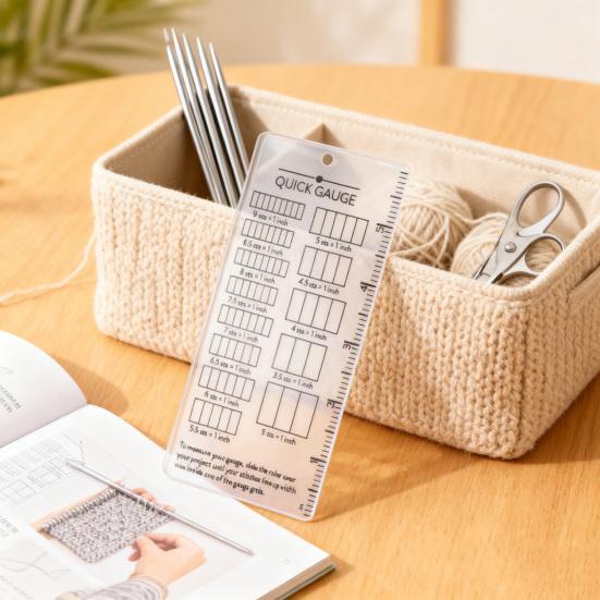 Быстрая вязаная измерительная линейка Двусторонняя шкала Калькулятор петель Калибры спиц Инструмент для вязания Измеритель точности измерений