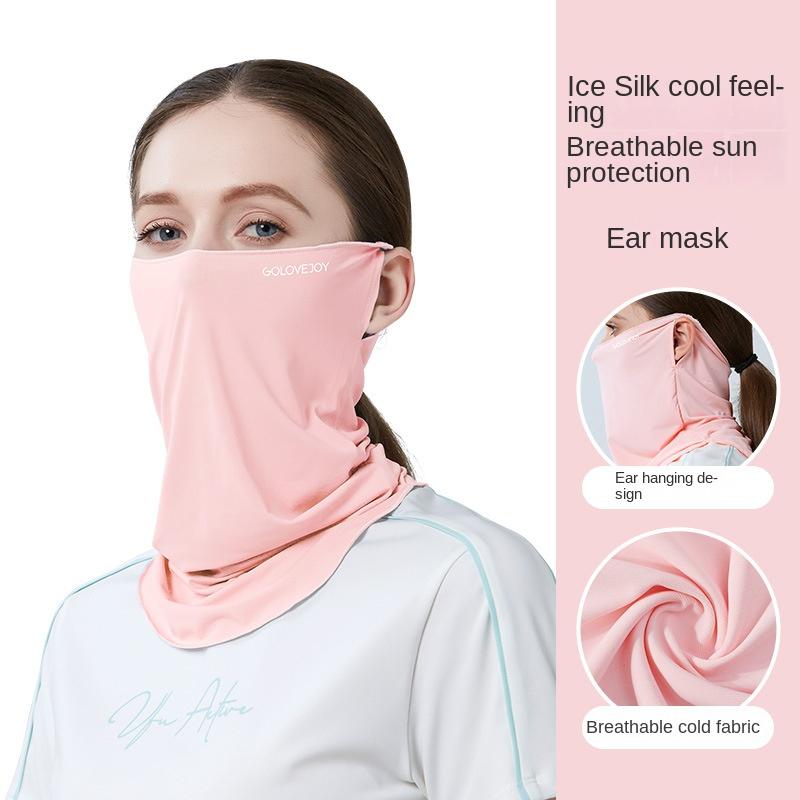 Летняя солнцезащитная маска для ушей для женщин, езда на велосипеде и вождение на открытом воздухе, прохладное ощущение ледяного шелка, защита от ультрафиолета, защита лица и шеи