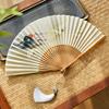Винтажный китайский шик чонсам ханьфу веер древний стиль ткань ручная работа бамбуковые спицы складной веер танцевальное выступление портативный ручной веер