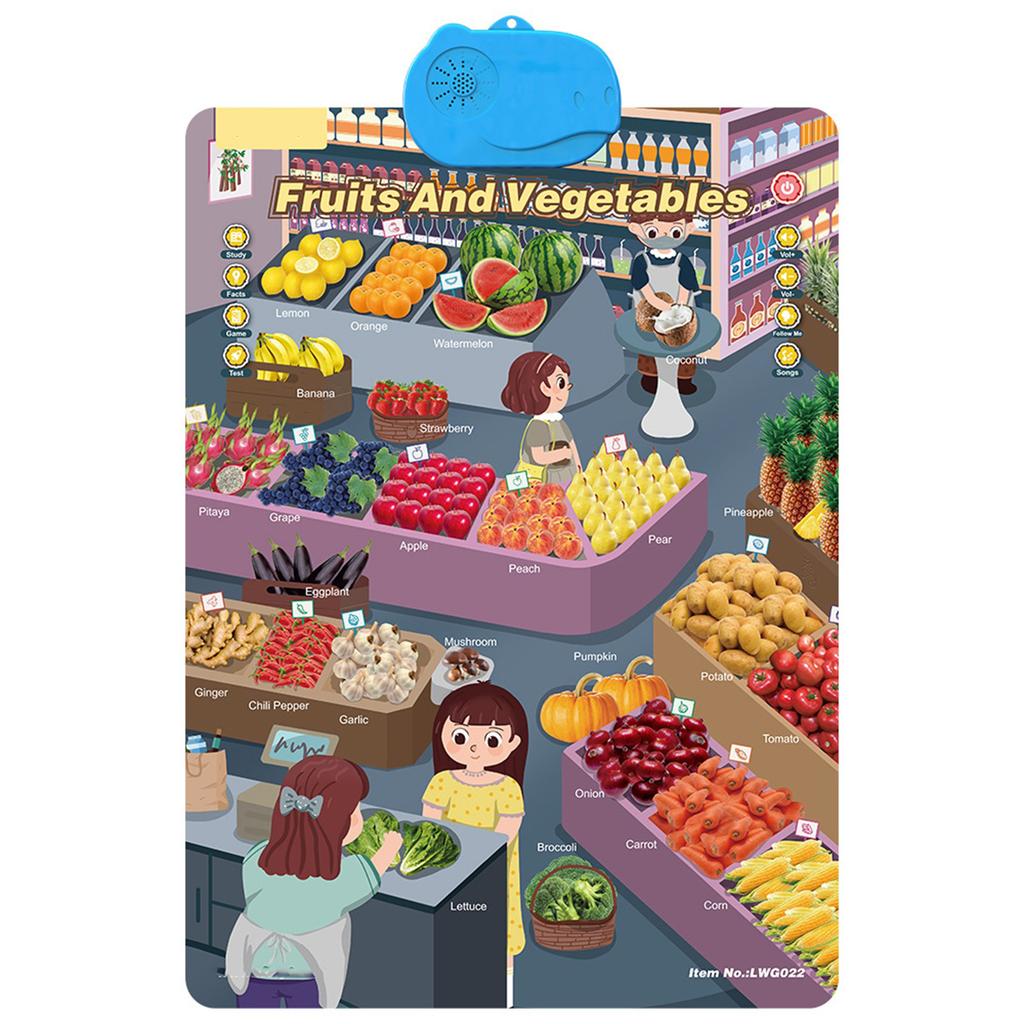 Interactive Talking Wall Chart for Kids Educational Toy for Boys and Girls Aged 3-6Y Fun Cognition Toy Battery Powered