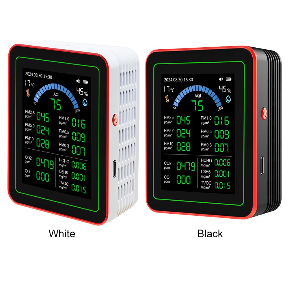 Монитор качества воздуха 18 в 1 Датчики обнаруживают CO2 PM2.5/PM10 HCHO TVOC Внутренний детектор воздуха в реальном времени для дома, автомобилей, растений и домашних животных