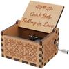 Wife Can't Help Falling In Love Wooden Birthday Presents Engraving Music Box Hand-Cranked Vintage