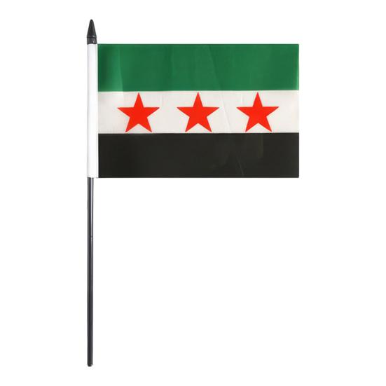 10/20Pcs Syrian Stick Flag Fade-Resistant Double-Sided Print Handheld Small Flag with Sticks Mini Syrian Banner Decoration
