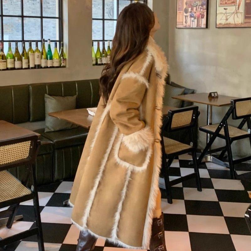 Luxury Faux Fur Coat Women Winter Warm Long Plush Jacket High Quality Fleece Lined Outerwear