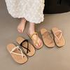 Korean version of retro toe slippers women's summer wear 2025 new versatile casual flat commuter Roman sandals