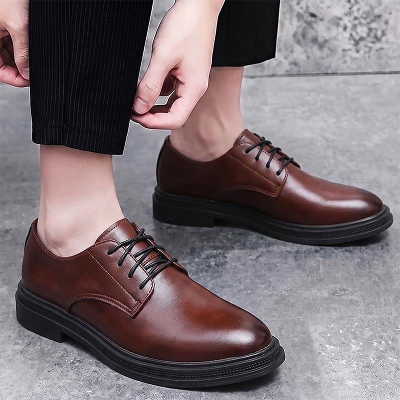 Men’s Derby Retro Black Brown Leather Oxfords Dress Shoes Formal Office Business Shoes Tuxedo Wedding Shoes Plus Size
