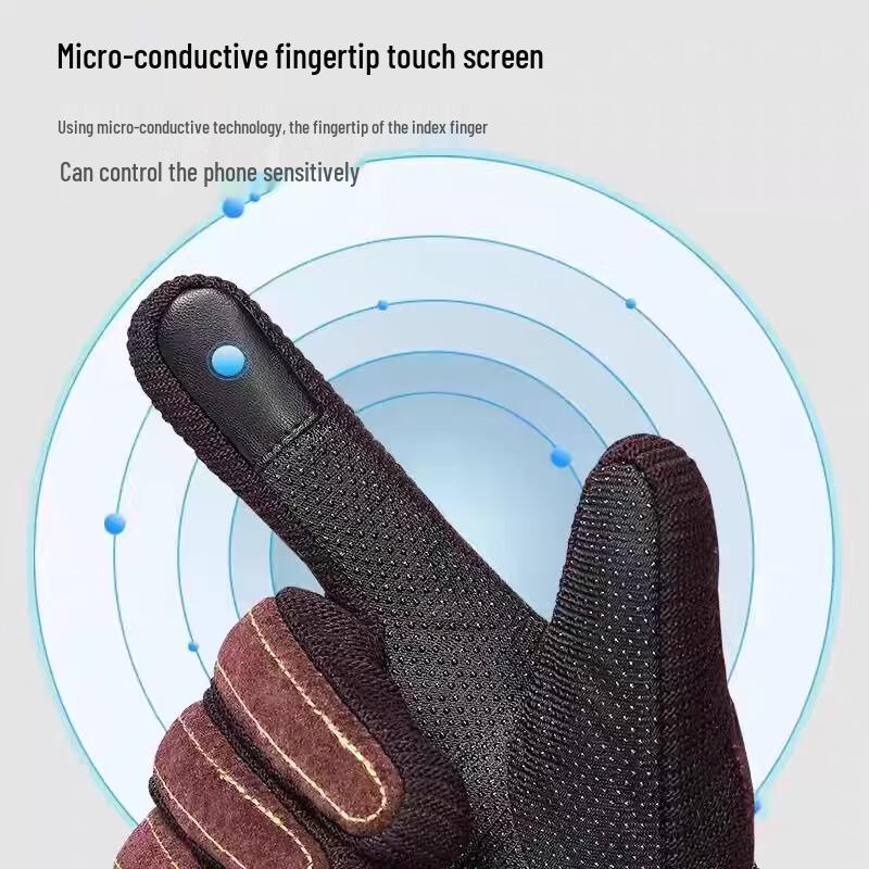 Мужские осенне-зимние теплые перчатки из свиной кожи