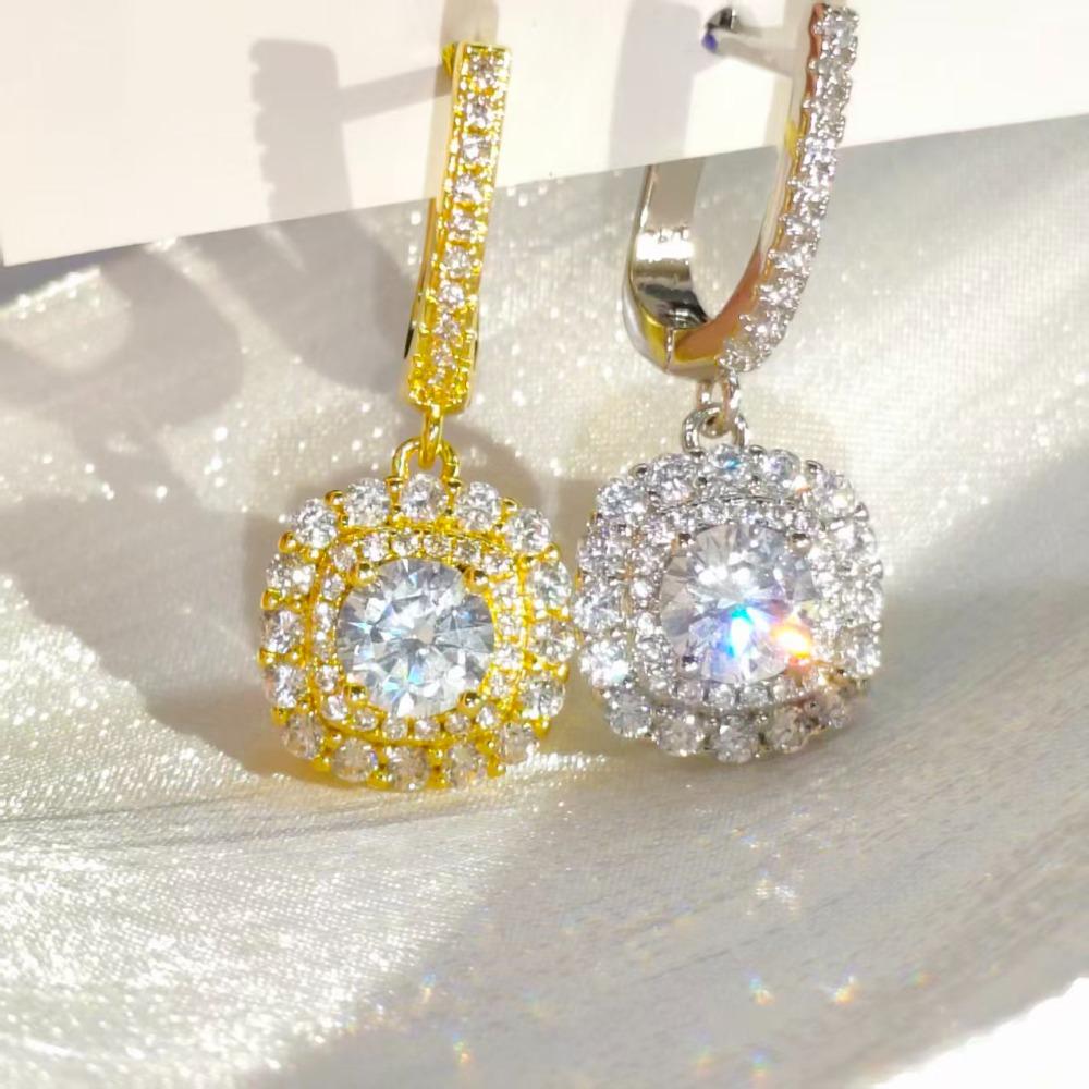 Серьги-гвоздики из стерлингового серебра 925 пробы, модные, роскошные, с блестящими цирконами, квадратные, для женщин, на день рождения, годовщину, свадьбу, элегантные ювелирные изделия
