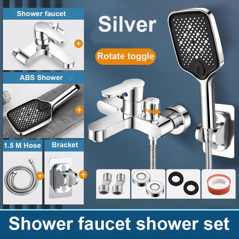 Черный Смеситель для Душа в Ванной Латунный Смеситель Горячей и Холодной Воды Аксессуары для Ванной Смесительный Клапан Набор Смесителей для Ванны и Душа