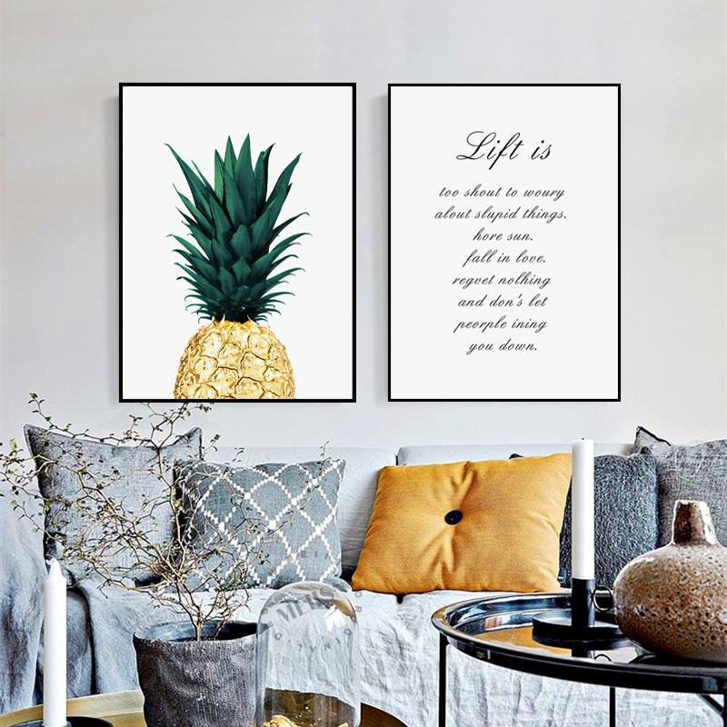 Скандинавская картина с ананасом, настенные постеры, Cuadros Decoracion, постеры и принты, растительный художественный постер, холст, картина без фоторамки