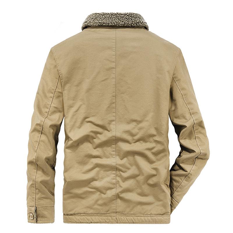 Зимняя повседневная одежда из овечьей шерсти и хлопка, мужская флисовая утолщенная военная форма с лацканами, большой размер, одежда с хлопковой подкладкой, универсальная куртка