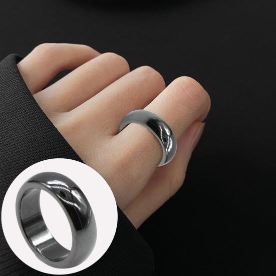 Simple Flat Magnetic Hematite Width Finger Unisex Ring