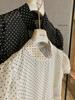 Polka Dot Short-Sleeve Shirt with Pleated Waist - Women's Spring/Summer Trendy Top