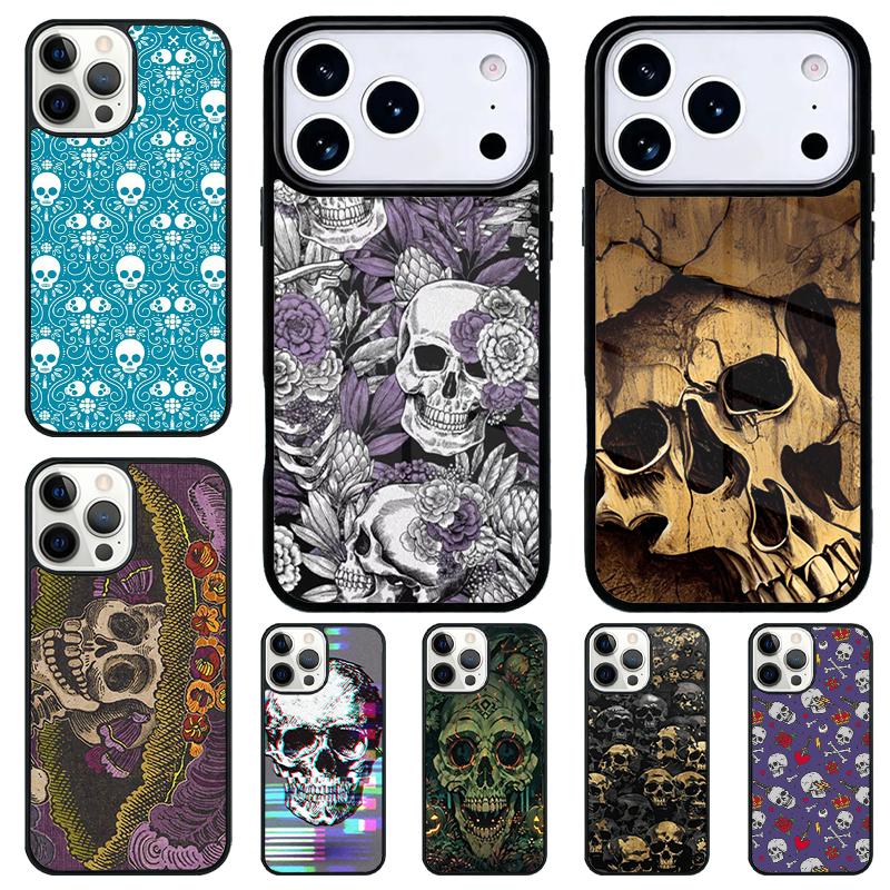 Винтажный Чехол для Телефона с Черепами Ударопрочный для iPhone 17 Air 16e 15 11 12 14 13 Pro Max Чехол Coque