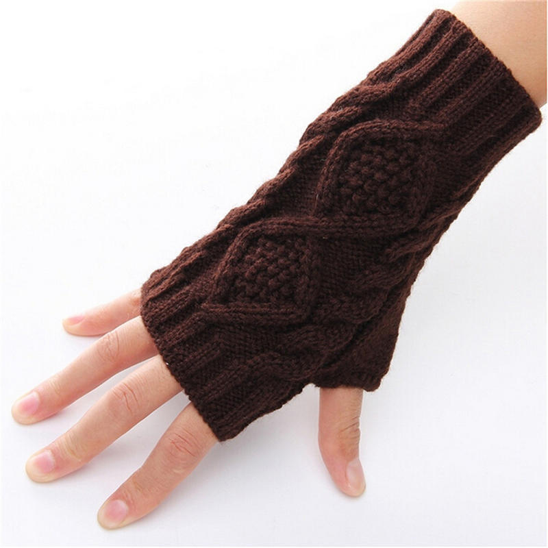 Unisex Men Women Arm Warmer Fingerless Knitted Long Gloves Cute Mittens