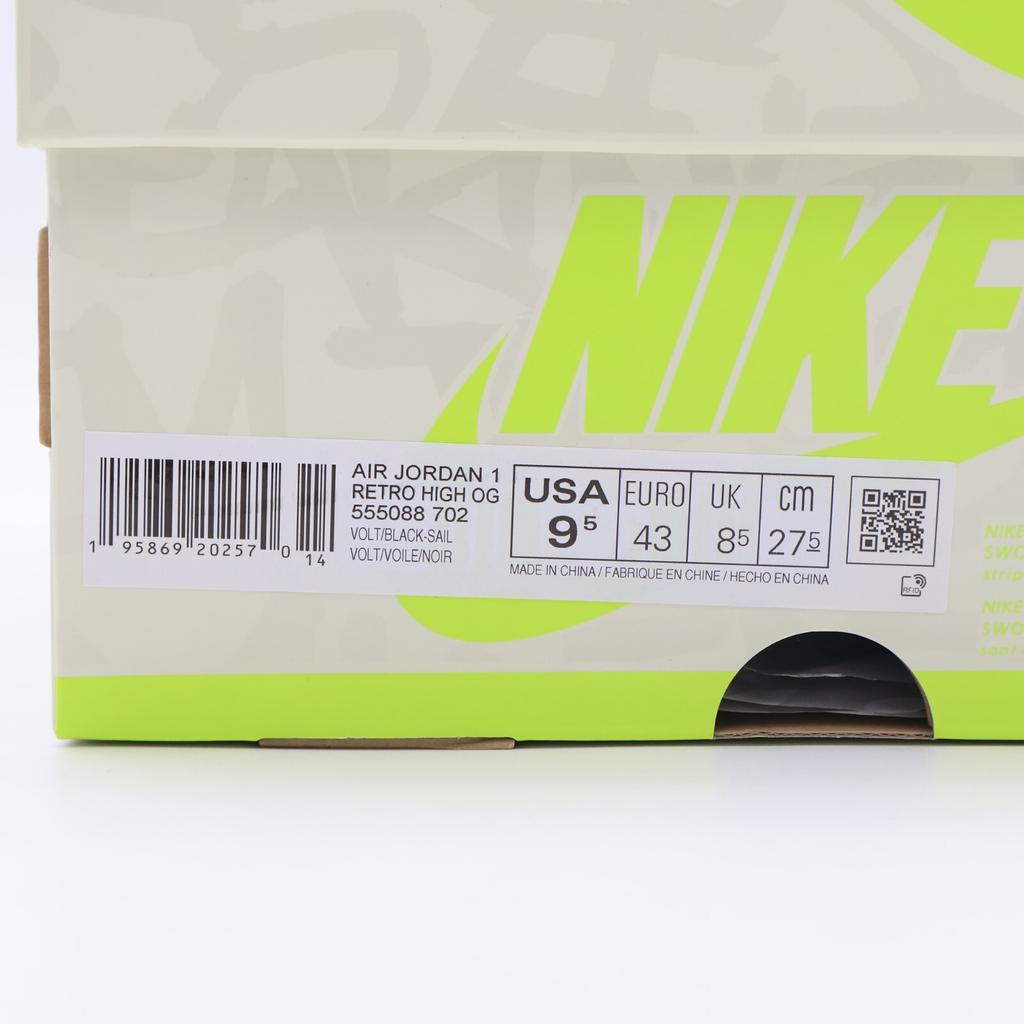 555088-702 Nike Air Jordan 1 High OG Volt Visionaire Ярко-желтый Черный (Мужской)