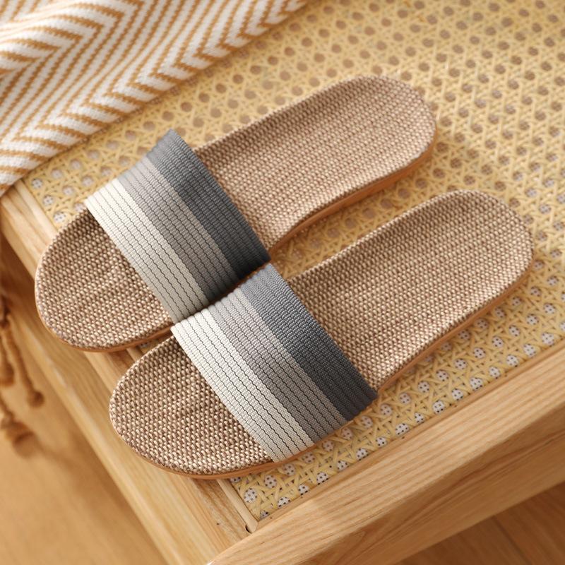 Women Men Couple Indoor Home Wooden Floor Linen Basin Bottom Thickening Spring and Autumn Cotton Summer Sandals and Slippers