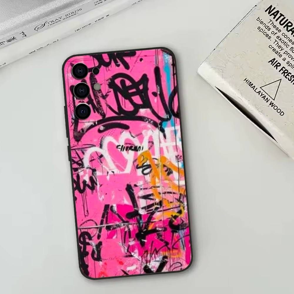 Cool pink graffiti Phone Case For Samsung S25,S24,S21,S22,S23,S30,Ultra,S20,Plus,Fe,Lite,Note,10,Black Cover
