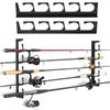 Horizontal 6-Rod Fishing Rod Holder Wall Mounted Fishing Poles Rack for Garage,Wall, Ceiling Rod Stand Easy Installation