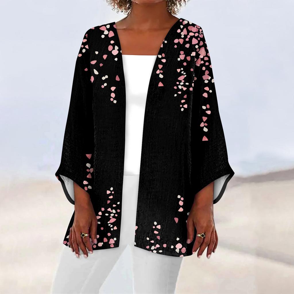 Женская повседневная модная легкая куртка средней длины с принтом в стиле ретро, ​​кардиган