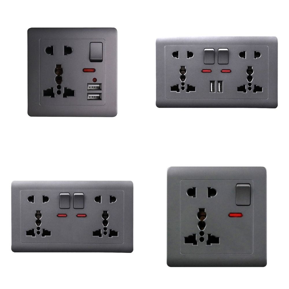 Standard International Wall Socket Universal Wall Outlet Black USB Socket Panel US Plug