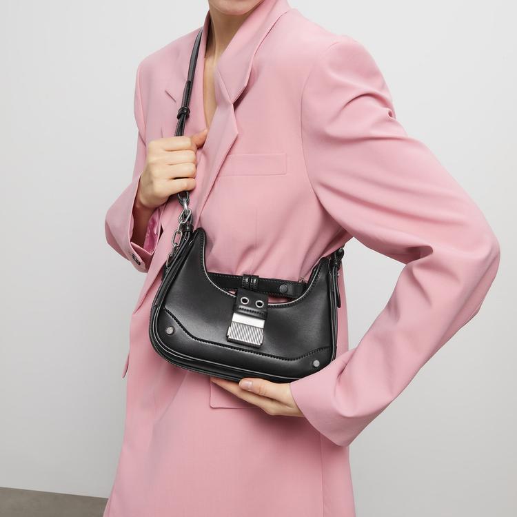 Charles & Keith Patchwork Chain Versatile PU Woven Underarm Bag Moon Bag Tote Shoulder Bag Women bags Multicolor CK2-40271053
