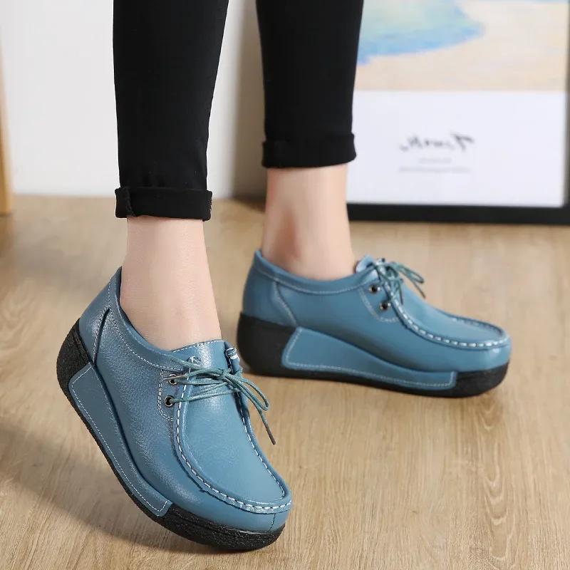 Fashion Women Loafers Autumn New Lace Up Platform Casual Shoes Fashion Ladies Non-slip Walking Shoes Female Rocking Shoes2024
