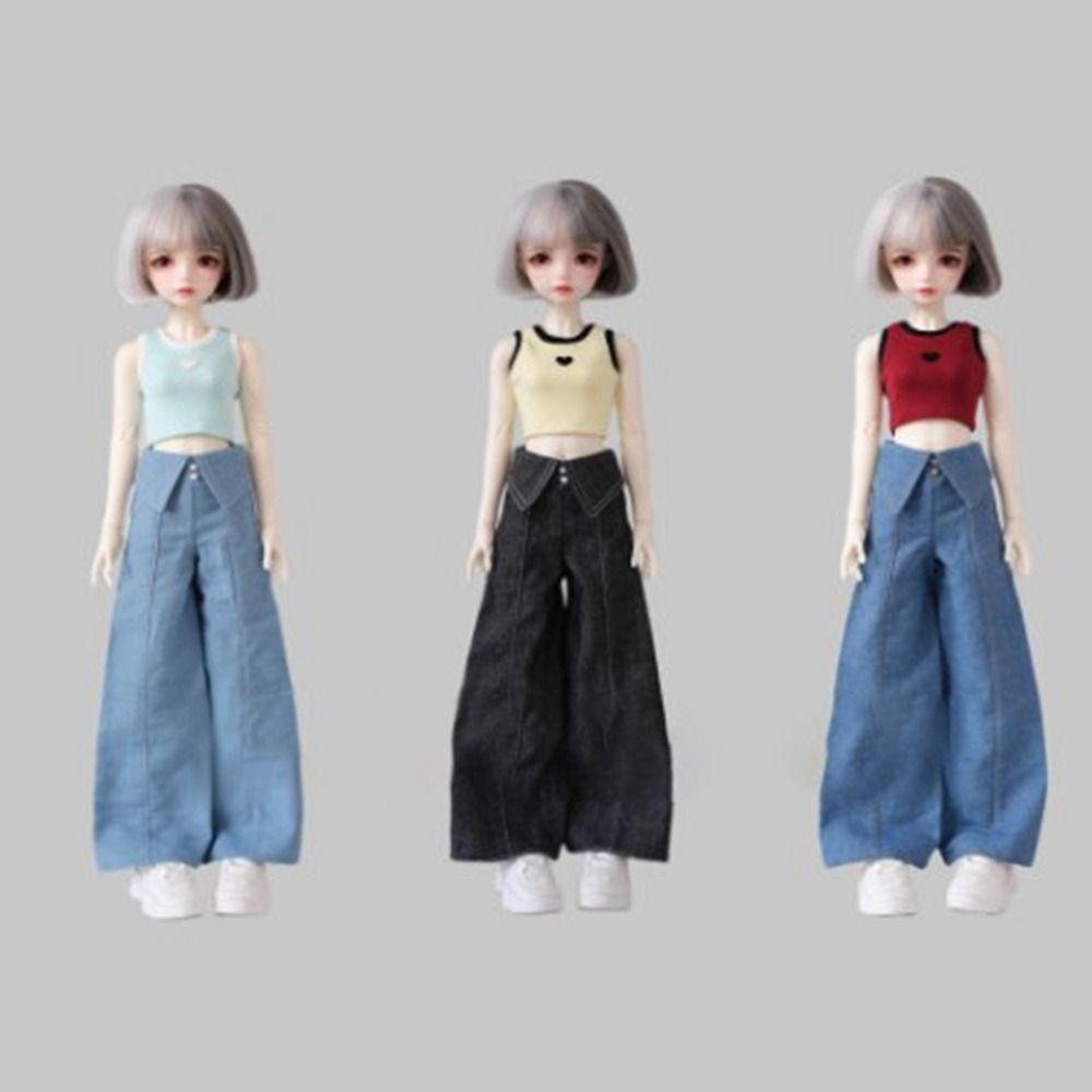 Mini Doll T-shirt Vest Cute Princess Pants Tops Gift Toys Wide Leg Pants for 1/4 BJD 45cm Doll