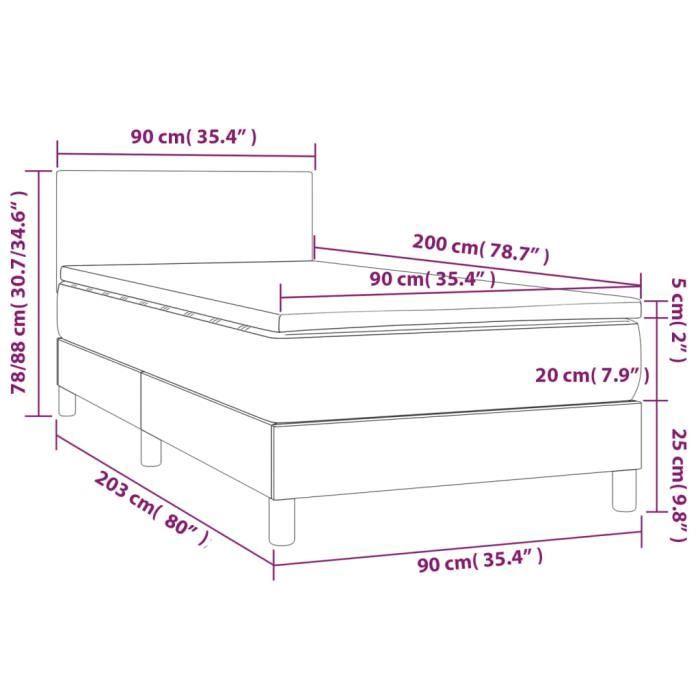 3140430 vidaXL Divan Bed with Mattress Cream 90x200 Cm Fabric