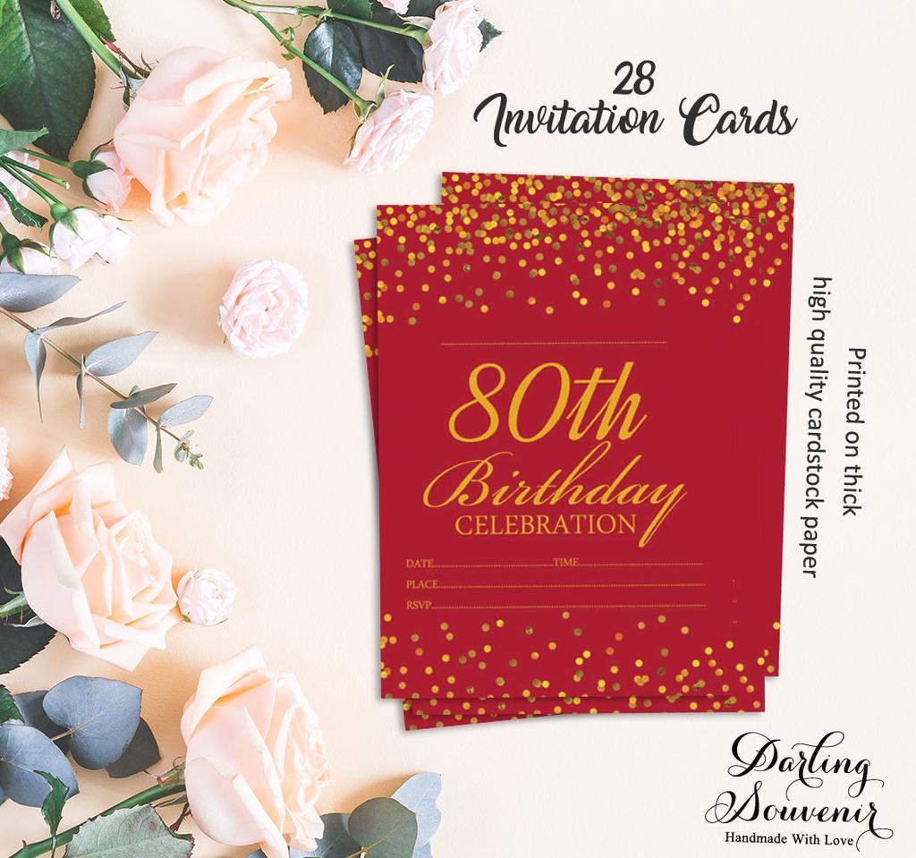 Darling Souvenir Red Birthday Invitation Card 28 шт. Заполните или напишите пустые приглашения для печати Принадлежности для вечеринок 5x7