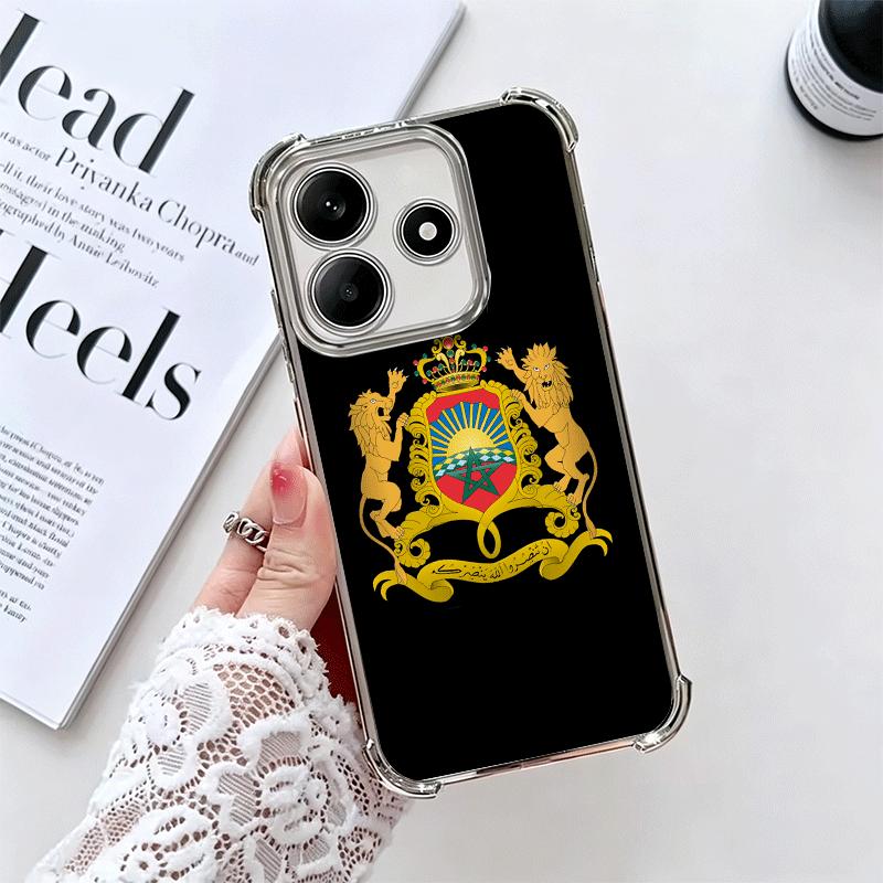 Morocco Flag Plating Phone Case For Xiaomi Redmi Note 14 15 Pro Plus 13 12 11 11S 11T 10 9S 9 5G Anti-Fall Airabag Cover