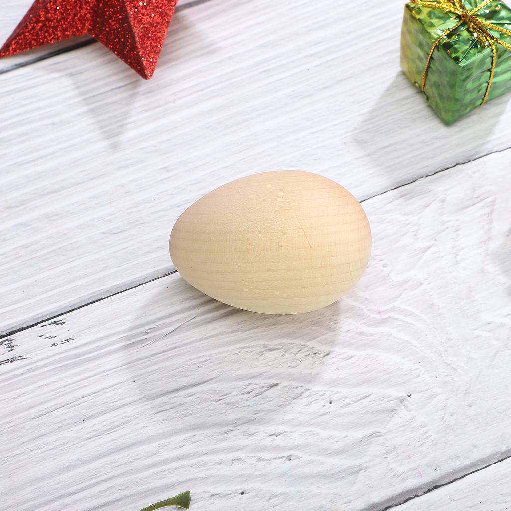 Wooden Fake Chicken Egg Simulation Wood Unfinished Faux Eggs Educational Toy for Kids
