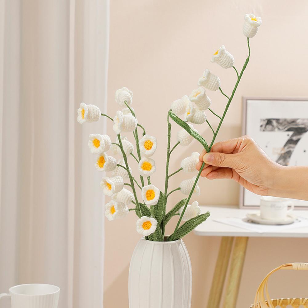 Artificial Flowers Diy Wool Crochet Handmade Lily Of The Valley Bouquet