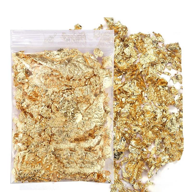 24K Gold Leaf Sheets for Candle Making DIY – Ultra Thin Gold Foil Flakes for Resin Jewelry Art Craft Supplies Decorations