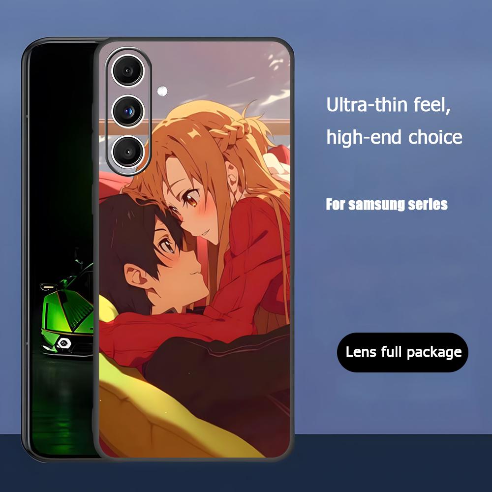 Крутой чехол для телефона Sword Art Online в стиле аниме для Samsung Galaxy S25 S24 S23 S22 S21 S20 Plus Ultra Note20 Мягкий черный