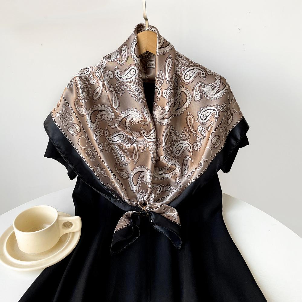 Новый шелковый шарф женский шарф с принтом кешью шарф-накидка атласный шарф атласный шарф большой квадратный шарф-шаль