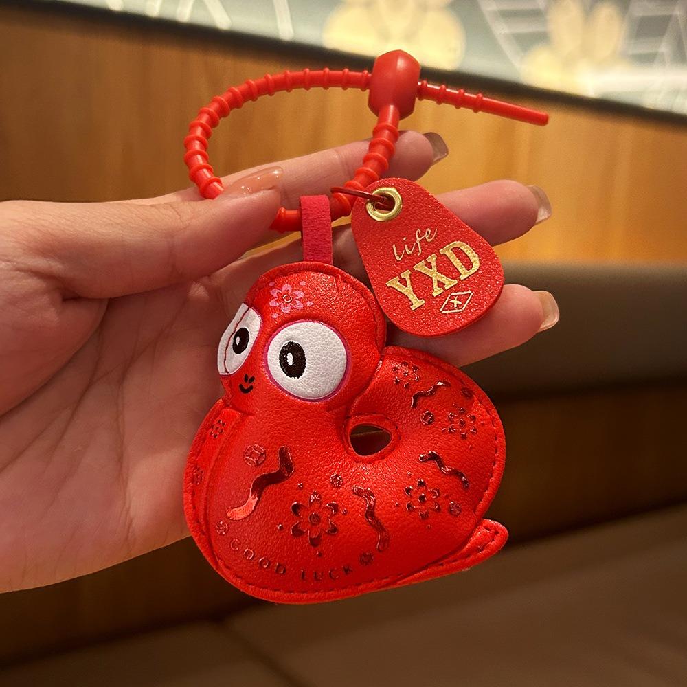 Hanging New Year Keychain Leather Spring Festival Pendant Cartoon Snake Pendant Men
