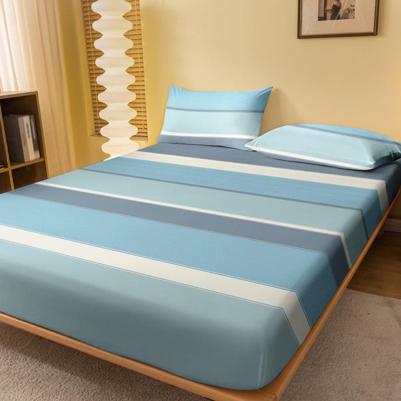 1 Simple Modern Geometry Printed Matte Fitted Sheet, Bedroom Printed Bed Cover, Bedding (Excluding Pillowcases)