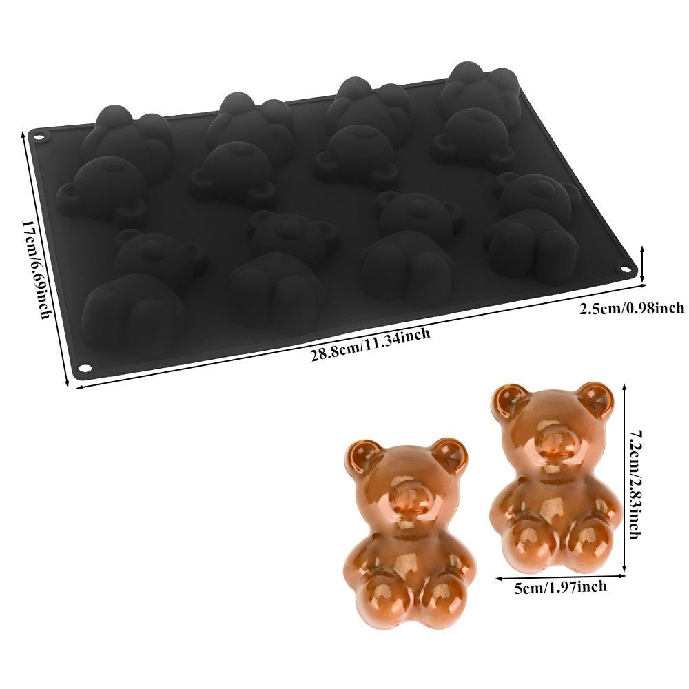 6/8/12 Cells Baking Cake Molds Little Bear Shape Food-Grade Silicone Chocolate Mold Reusable Heat-Resistant Pudding Mould