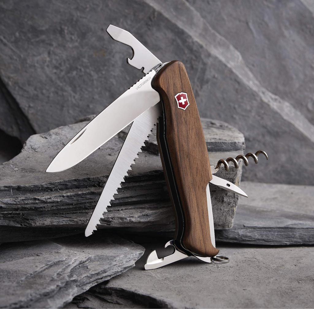 VICTORINOX Ranger Wood 55 швейцарский армейский нож для отдыха на природе с большим лезвием и замком, включая сверло, швейцарское производство с 10 функциями, компактный, катастрофический
