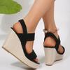 Fashion Black Band Chunky Platform Wedge Sandals Women 2025 Summer 10Cm Super High Heels Slip On Sandalias Mujer Plus Size Sandles Woman