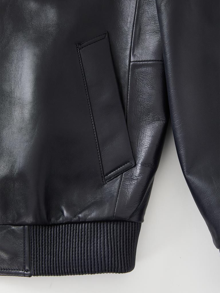Ikalook Coated Lambskin Blouson Zip-Up Jumper Dljp106