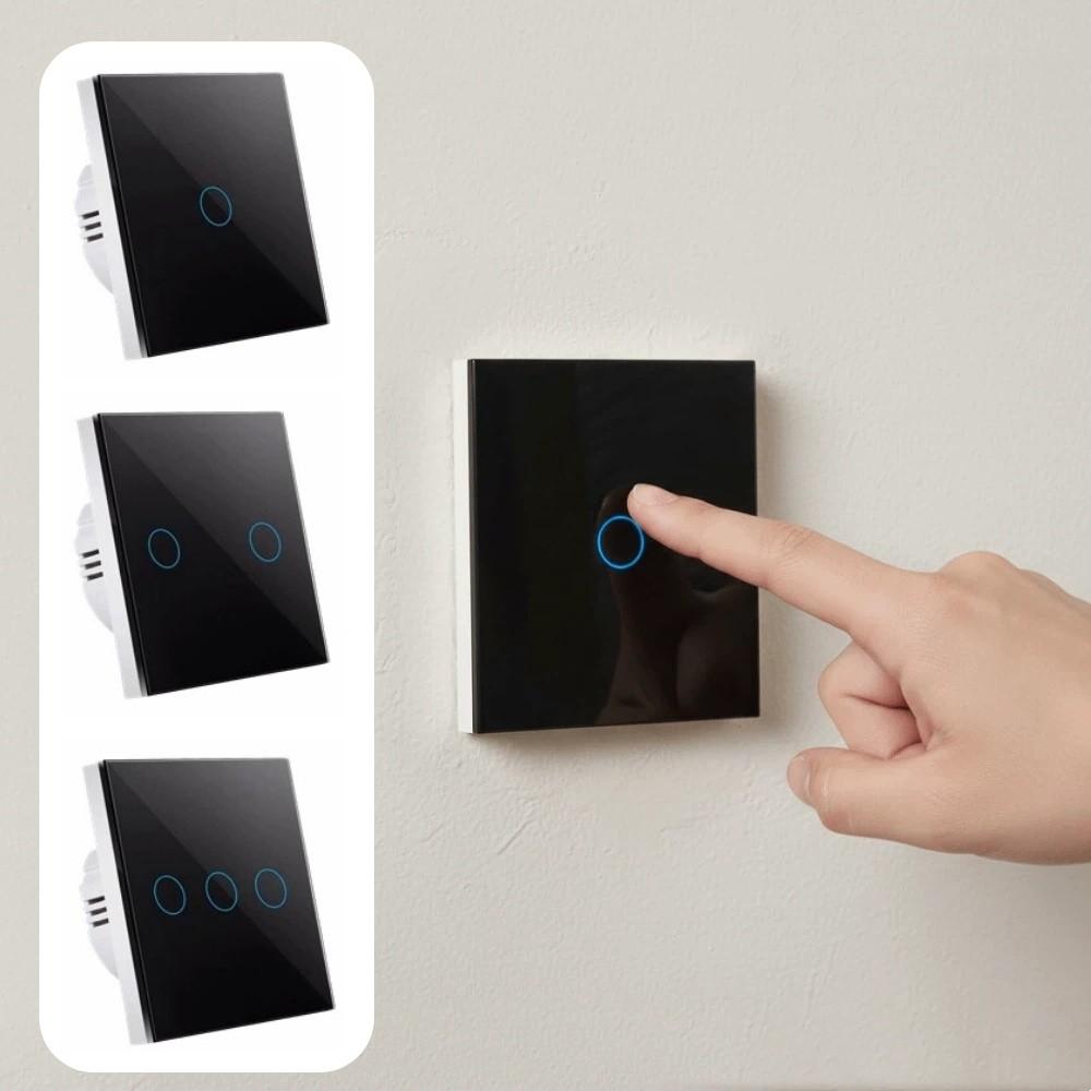 1/2/3 Gang Touch Sensor Switch Glass Panel Smart Switch Wall Light Switch Home Wall