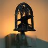 Gothic Crow Sconce Church Arch Light-Up Wall Decoration Sconce with Lighted Candle for Living Room Kitchen Dining Room Halloween Decor