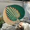 Lightweight Rattan Fan Handmade Straw Fan Vintage Palm-Leaf Woven Fan Summer