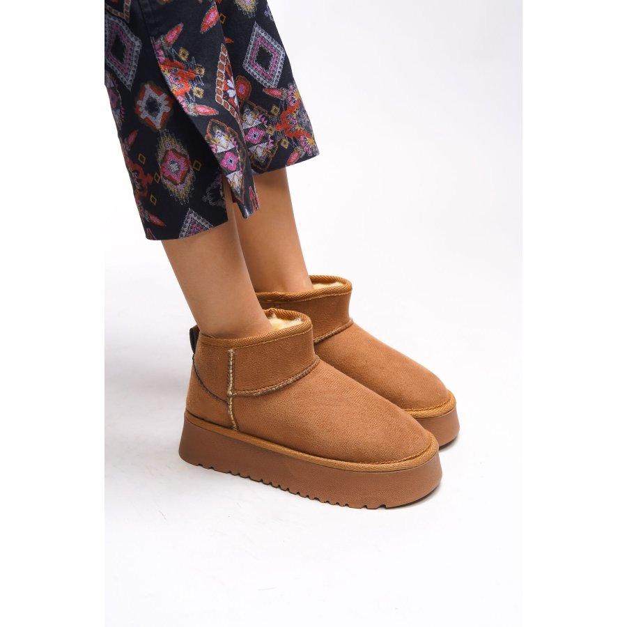 Женские замшевые повседневные ботинки на высокой подошве с подкладкой из искусственного меха