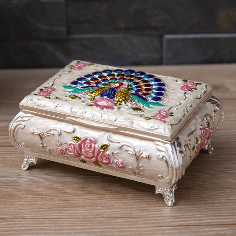 Классическая шкатулка для украшений в винтажном стиле, резные цветы, контейнер для хранения безделушек, креативные высококачественные кольца, ожерелья, небольшие коробки для хранения